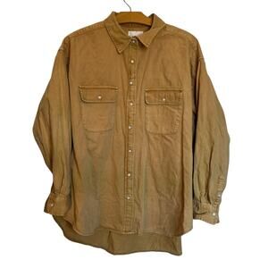 NWT Aerie Anytime Fave Button Up Shirt Honey Shacket Oversized Utility Barn M